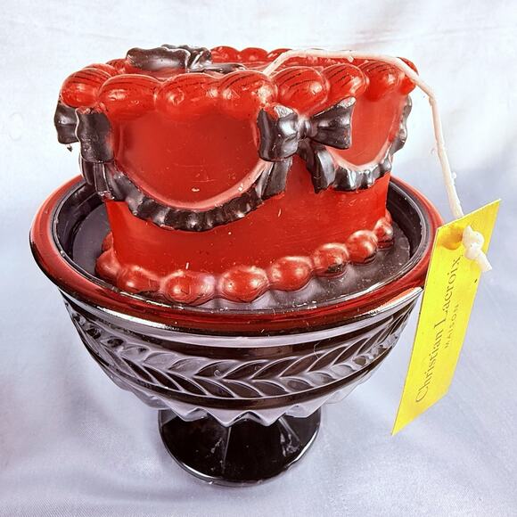 Christian Lacroix Goth Candles Ruby Red Glass Spiderweb Vampire Cake Halloween - Picture 4 of 8